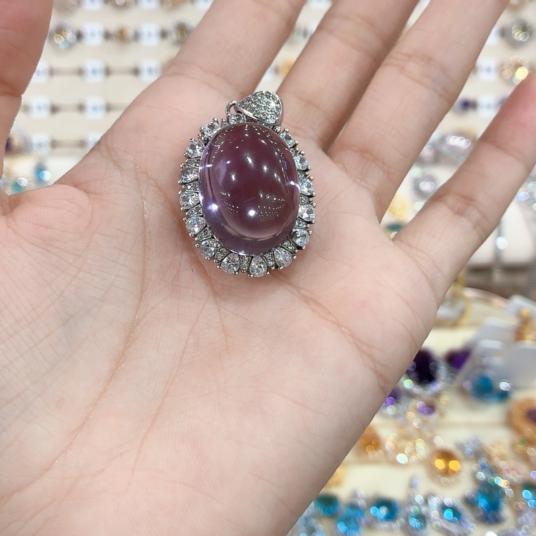 椰***腾戒指紫晶银S925镶嵌