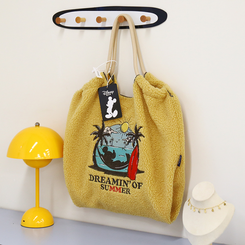 秋冬刺绣毛绒购物袋百搭大容量便捷简约通勤单肩包时尚小众旅行包