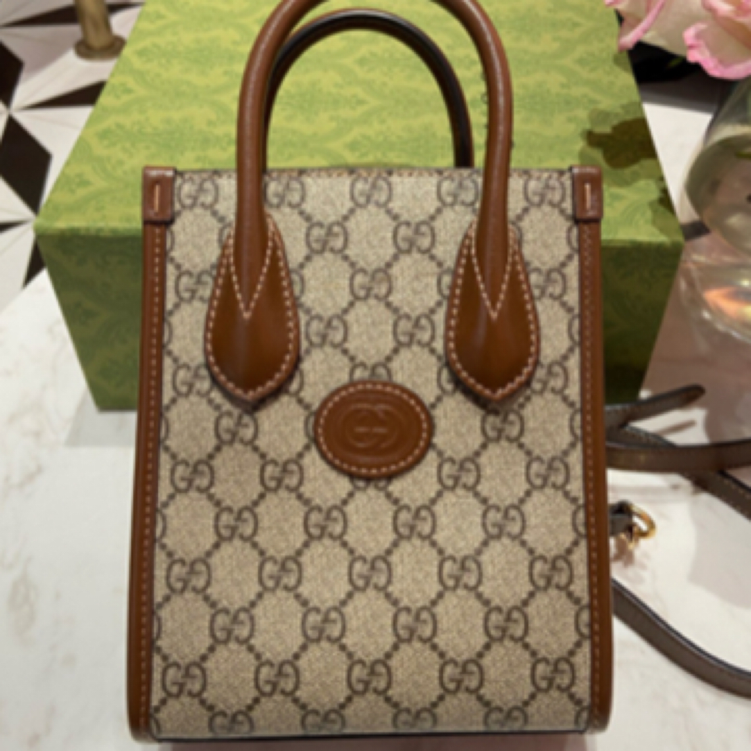 99新 GUCCI/古驰 琴谱mini老花/手机包/手提单肩斜挎包