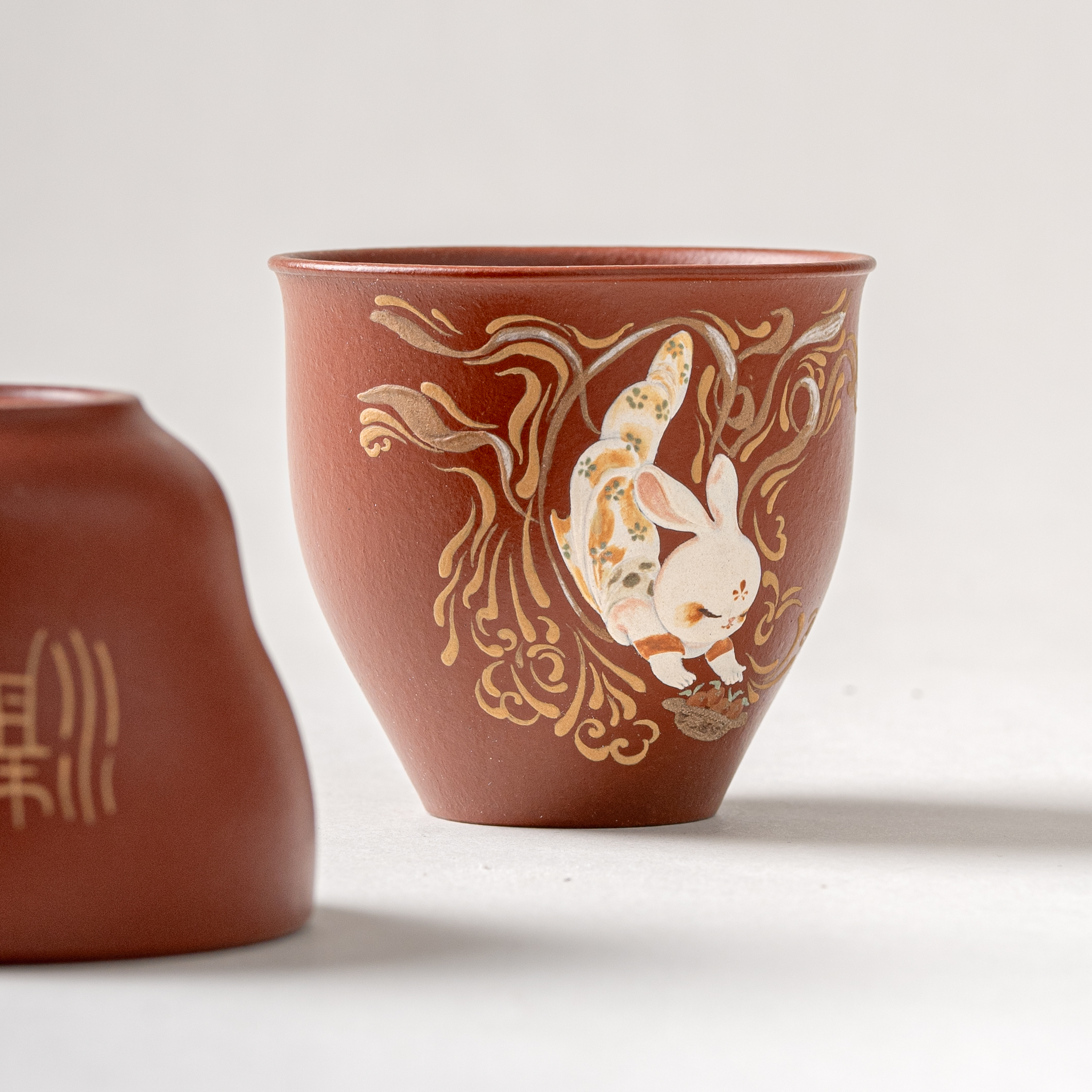 木隐砂堂 主人杯 玉兔 120cc 朱泥 紫砂杯 茶器