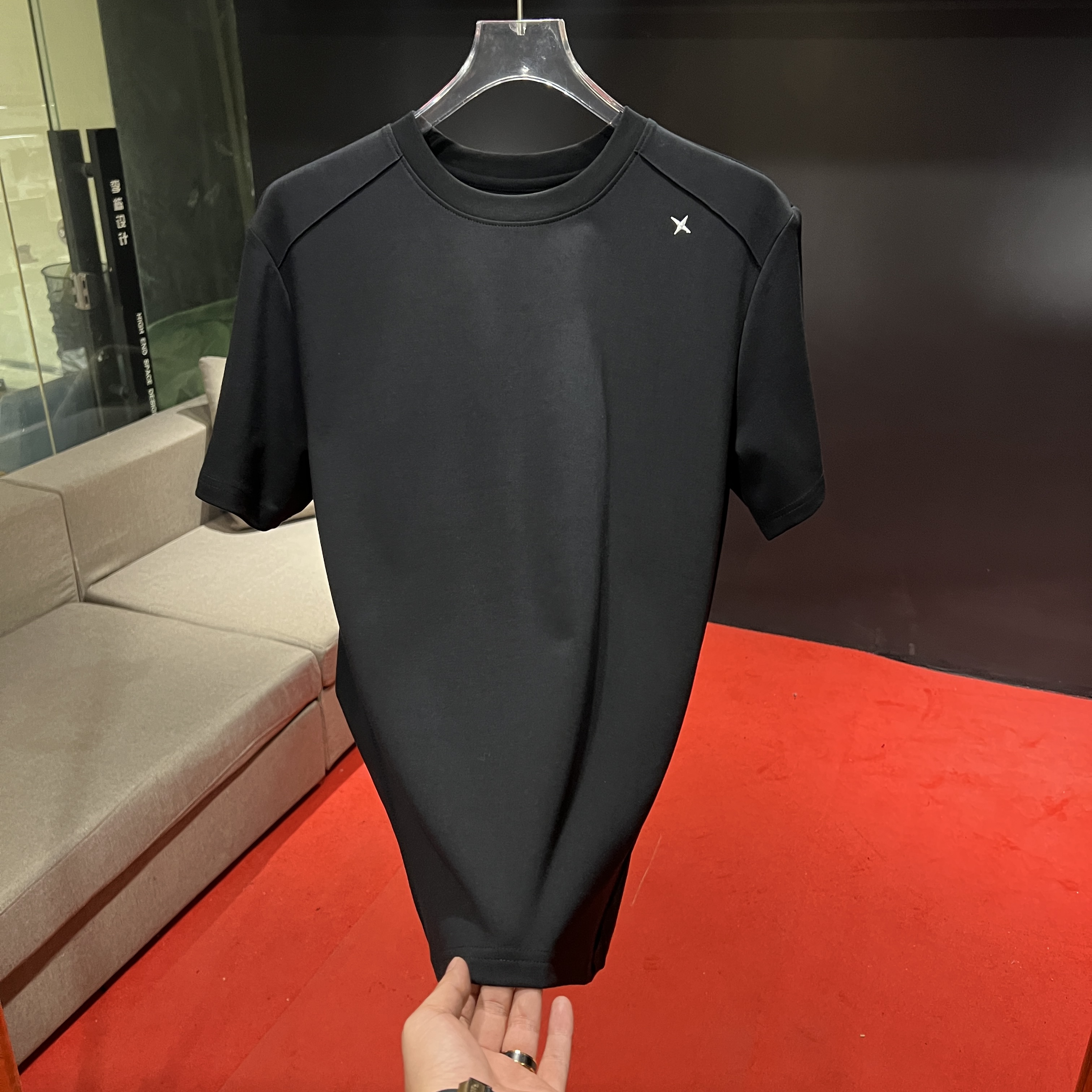 （潮）9906男士X轻奢时尚加厚磨毛双面海岛棉黑白两色T恤