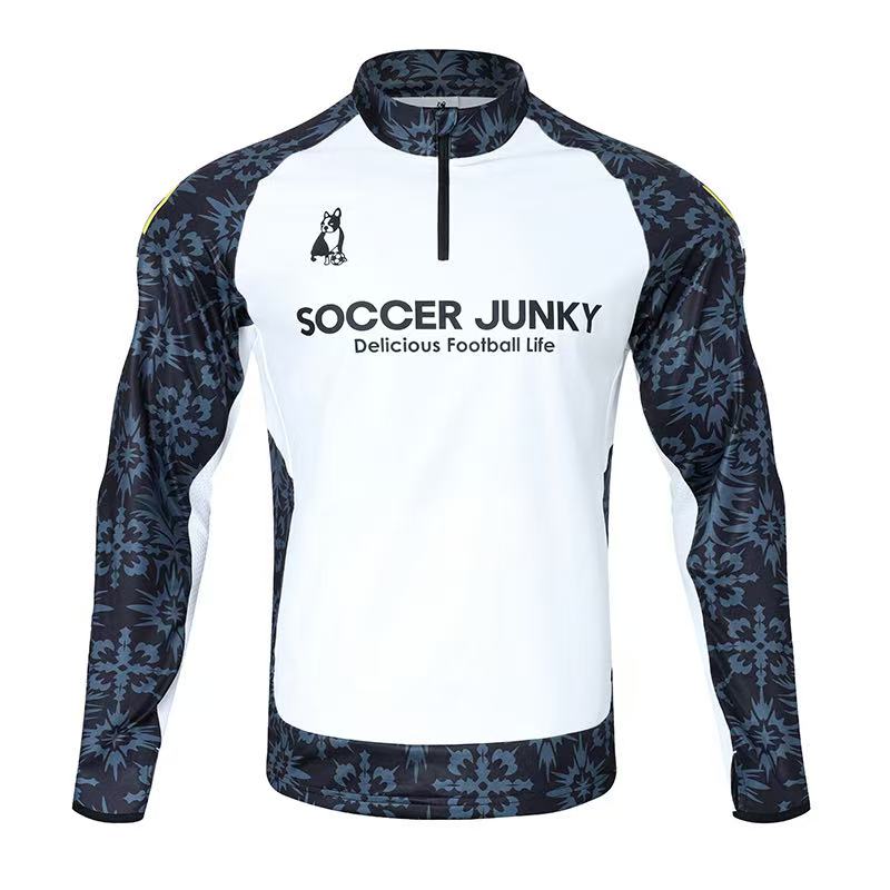 soccerjunky足球狗冬季加绒保暖华夫格针梭织拼半拉链上衣SJ25973