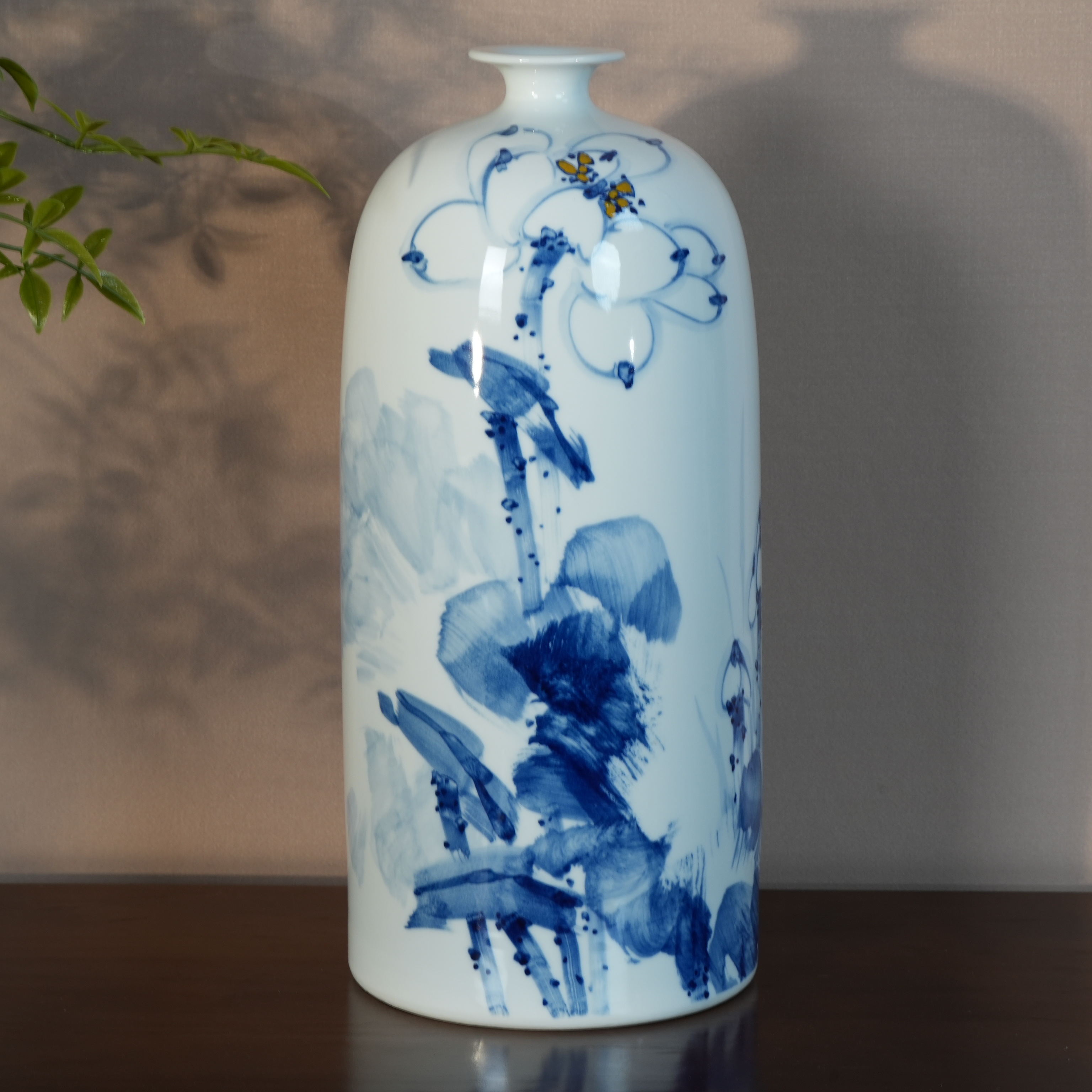 朱行文【青花荷韵】纯手工手绘大花瓶