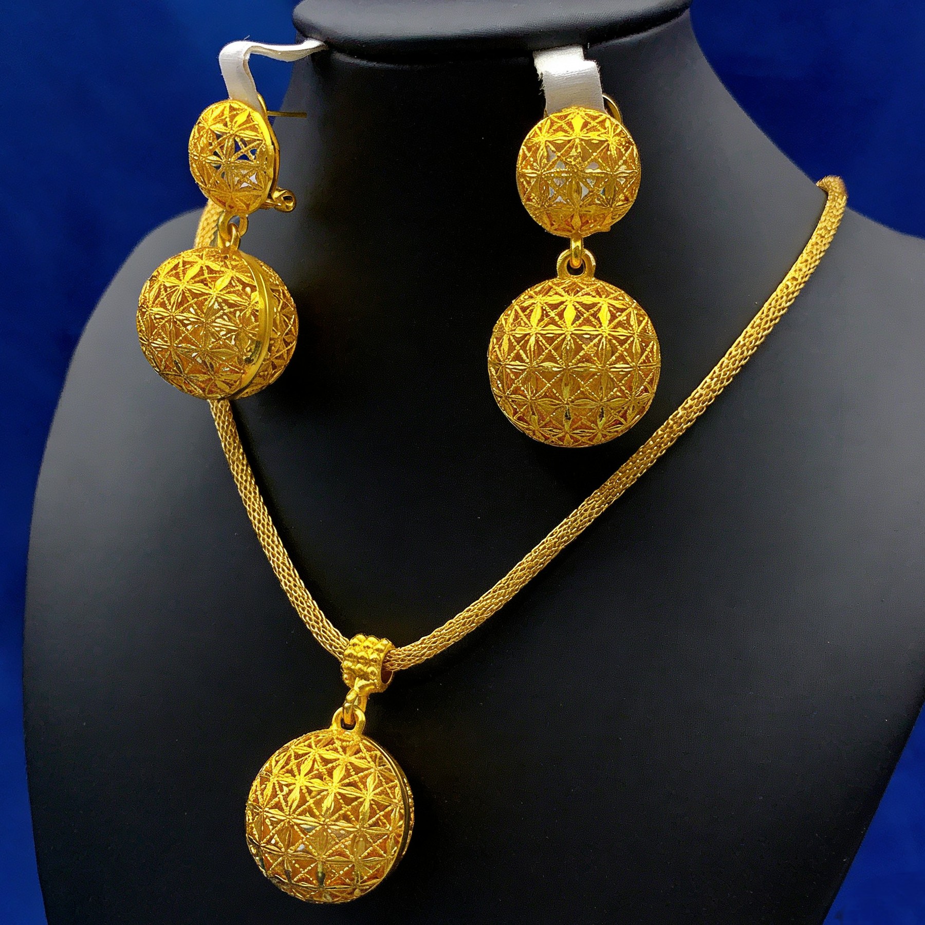 铜合金项链 【古米】1/71中东迪拜饰品项链耳环首饰套装印度新娘