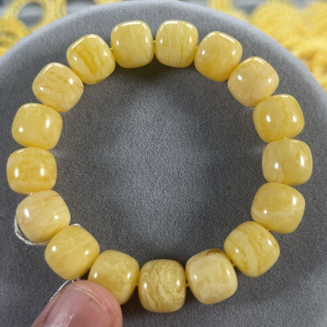 蜜蜡手串未镶嵌纯天然俄料白花虎皮