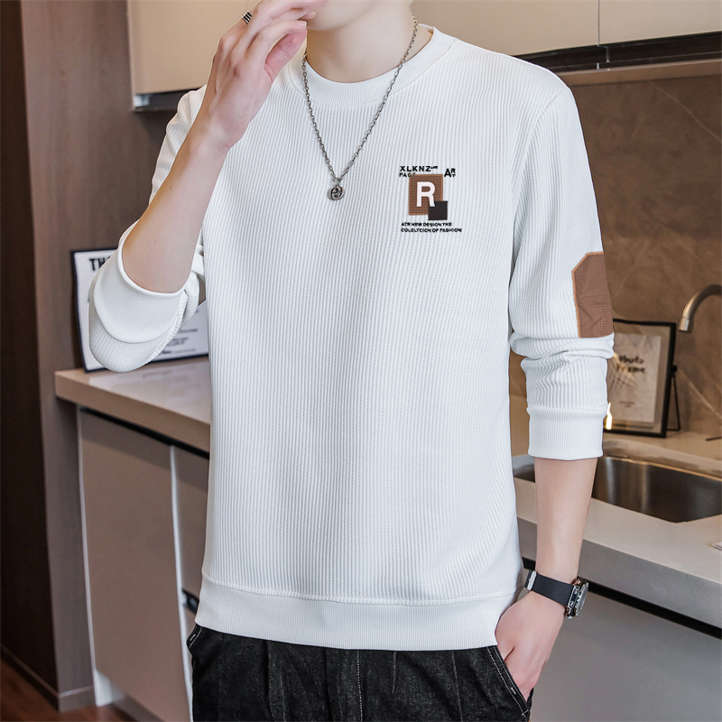 孙尚男士新款刺绣拼色卫衣简约宽松休闲时尚百搭圆领上衣6107