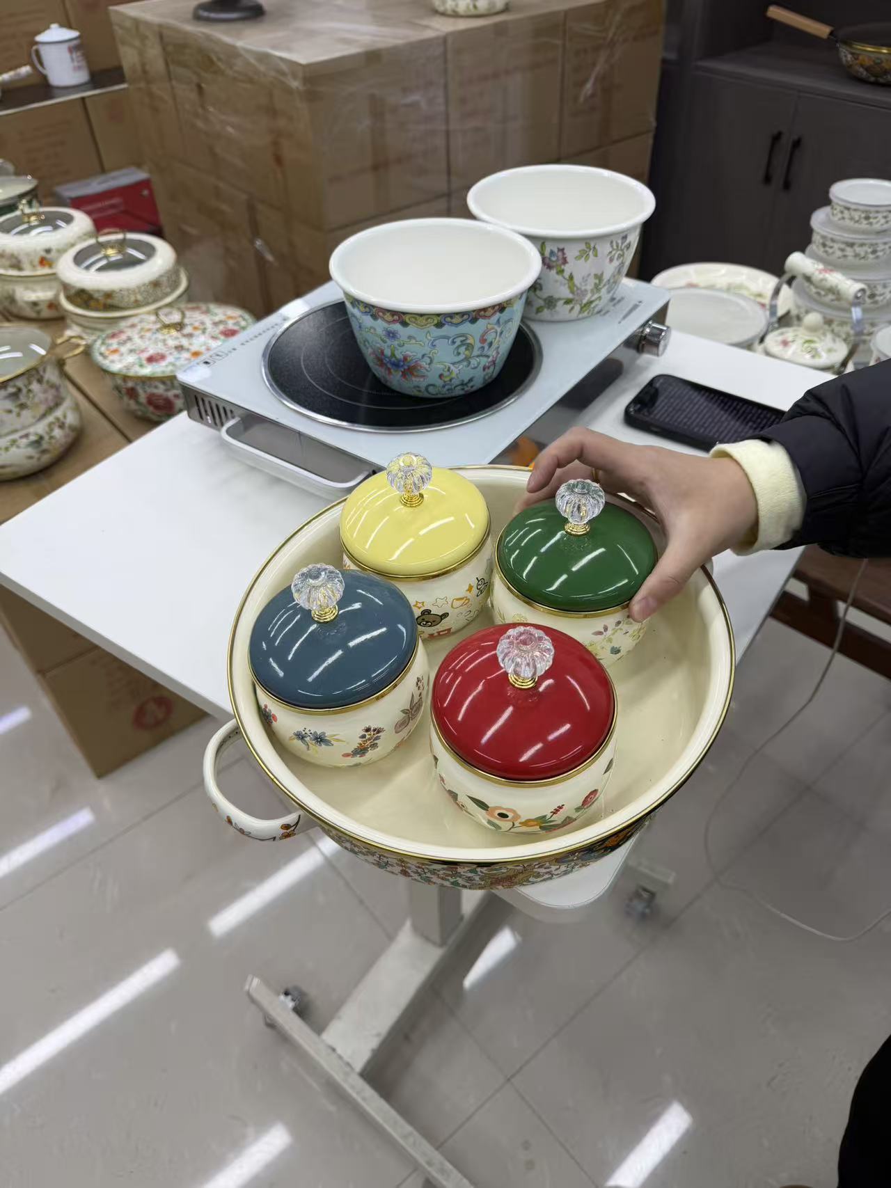 搪瓷调料罐四色随机