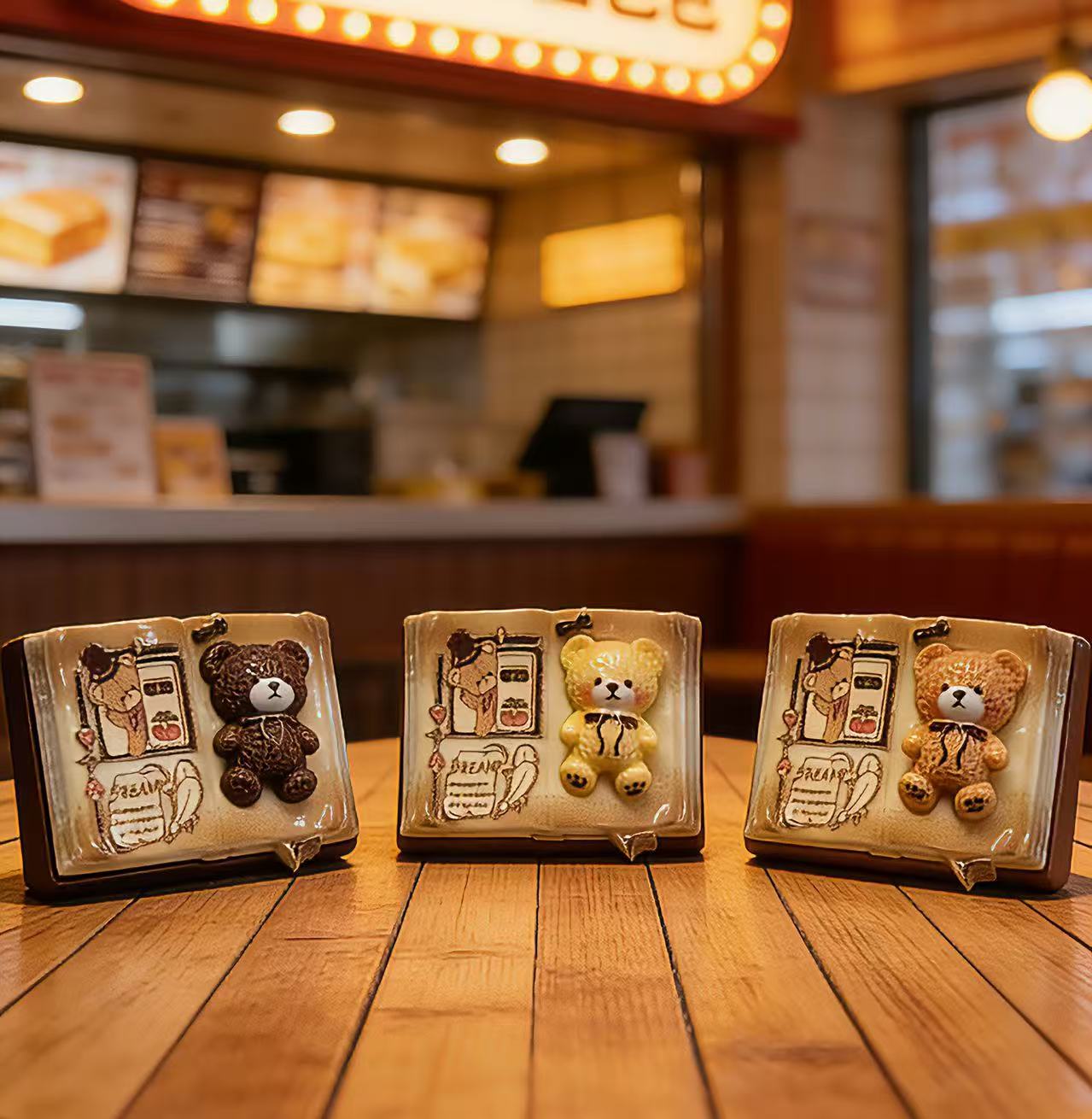 预售小雨定制【双面小熊书本】仿真食玩diy树脂配件手机饰品