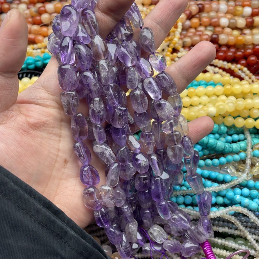 玛瑙/玉髓珠宝半成品未镶嵌一条装9mm左右紫阿赛随行