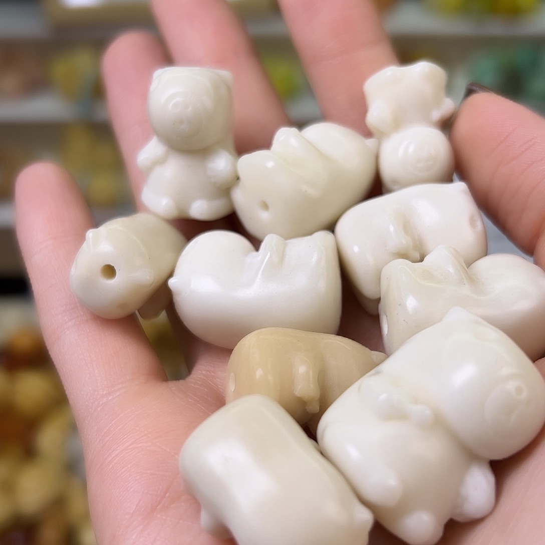 菩提根/象牙果手串瑕疵佛珠卡皮10颗