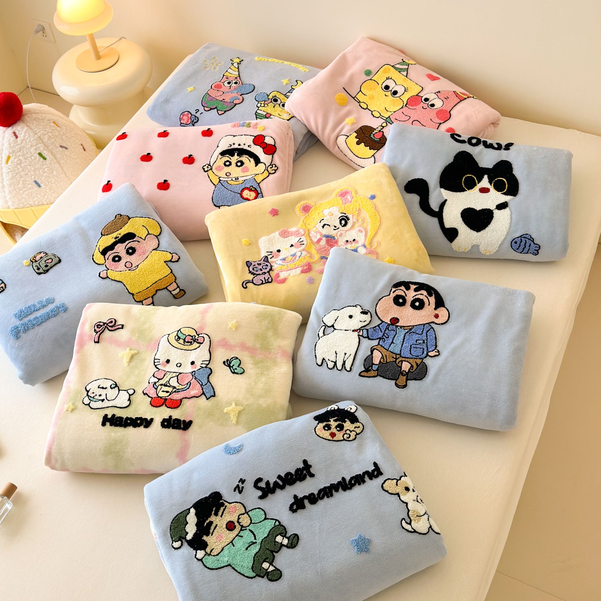 超柔软高克重新款舒适亲肤小清新牛奶绒毛巾绣四件套可爱风四件套