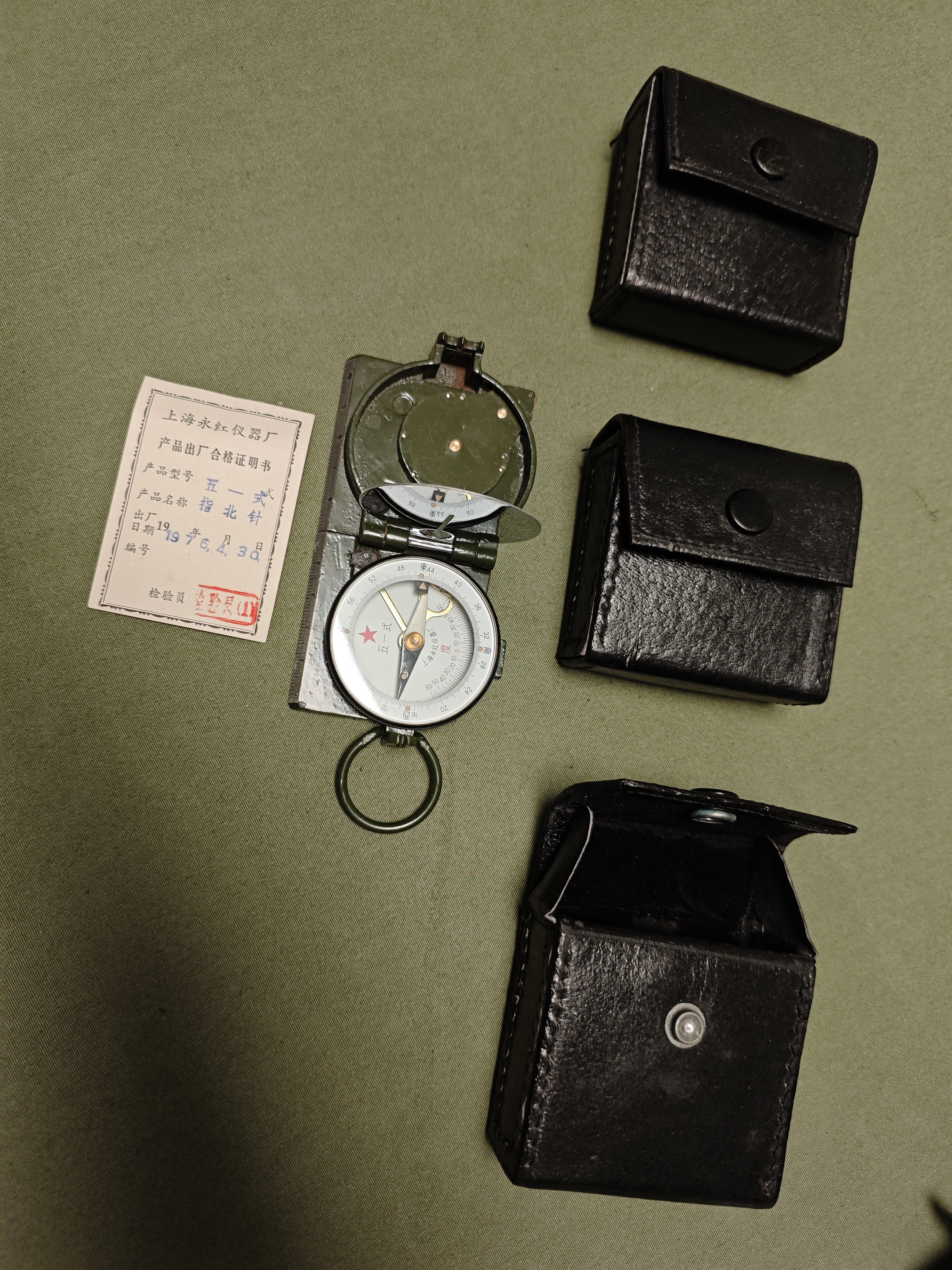 上海永红仪器厂生产，五一式，指北针，1976年