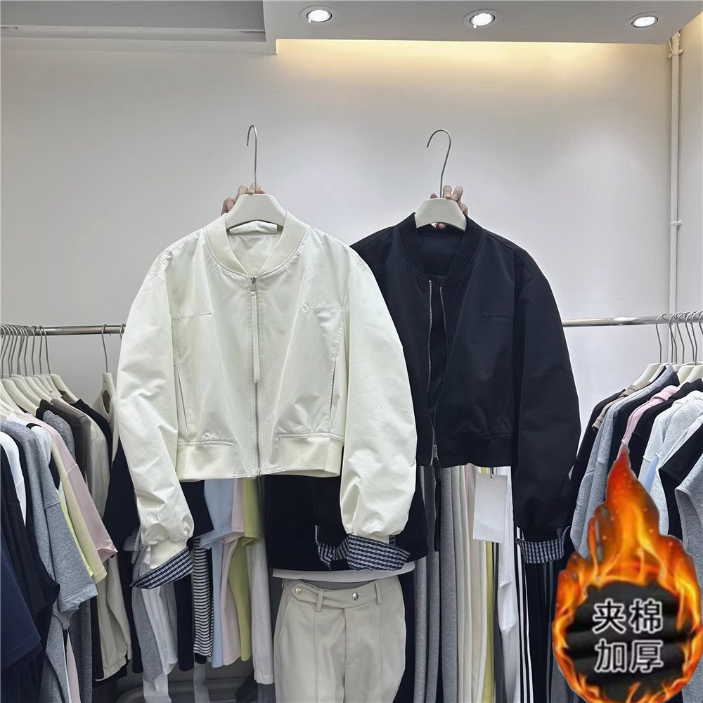 加棉加厚韩系夹克百搭宽松休闲小个子外套女2025秋季棒球服短款