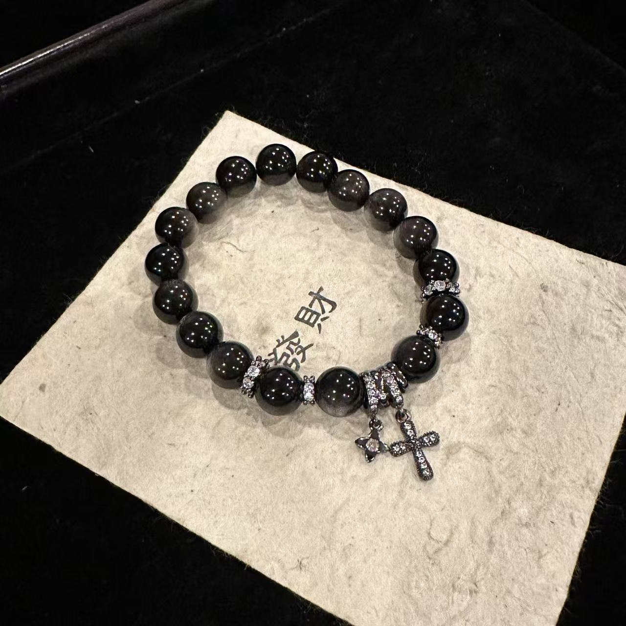 D100 10mm银耀石设计款手串