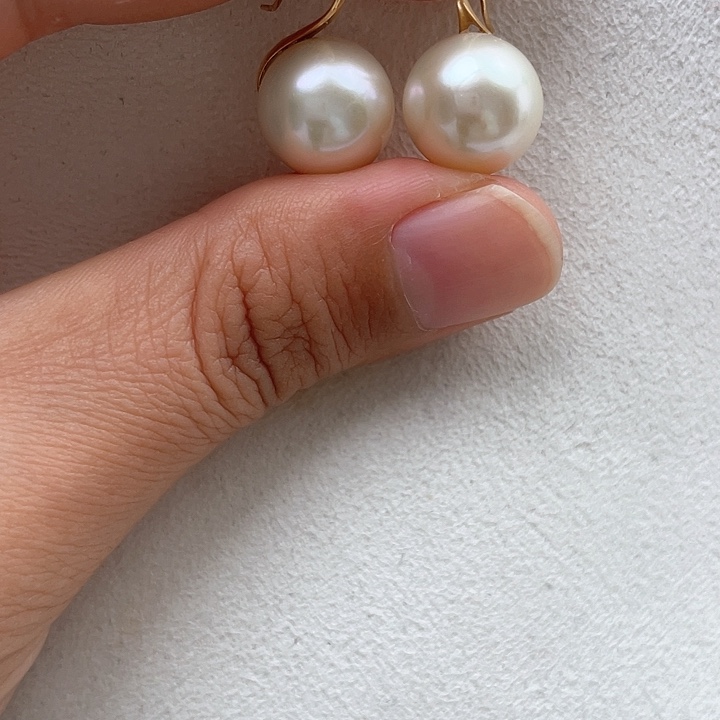 淡水珍珠耳饰18K金镶嵌10-11