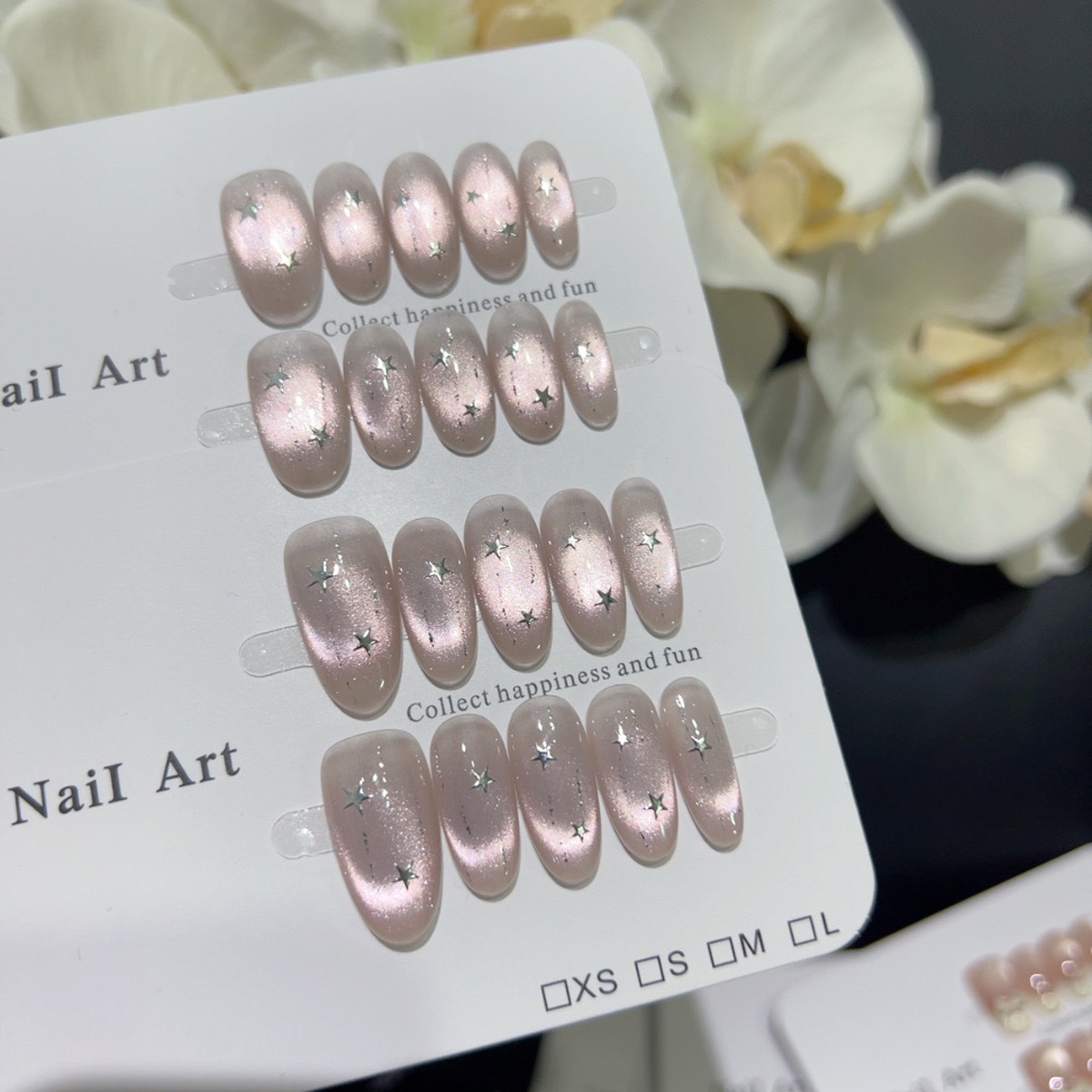 【星光】温柔裸色甜欲星星猫眼日常纯手工穿戴甲