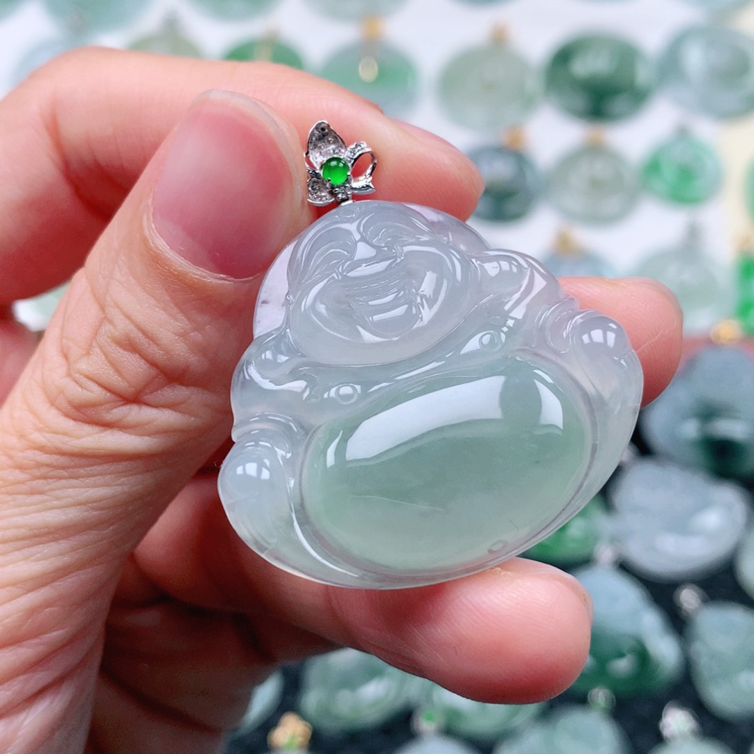 翡翠吊坠(不含链)18K金镶嵌泓****来