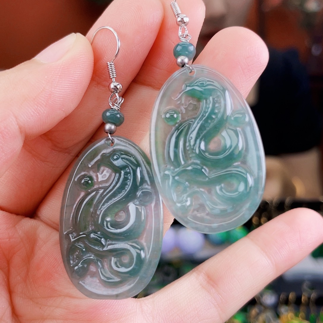 翡翠未镶嵌耳饰饰品