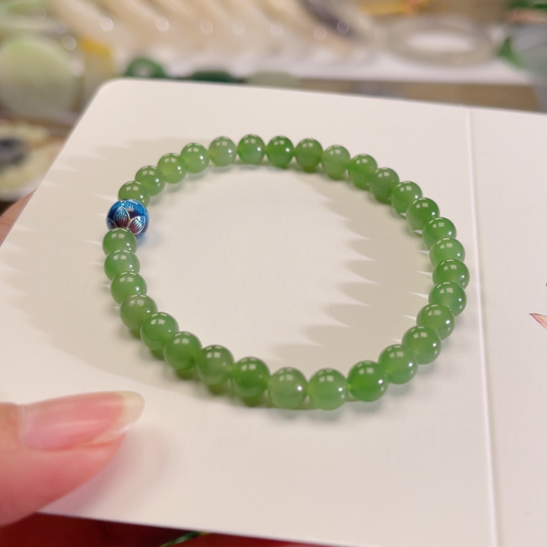 和田玉（碧玉）手链未镶嵌碧玉无黑点卡6