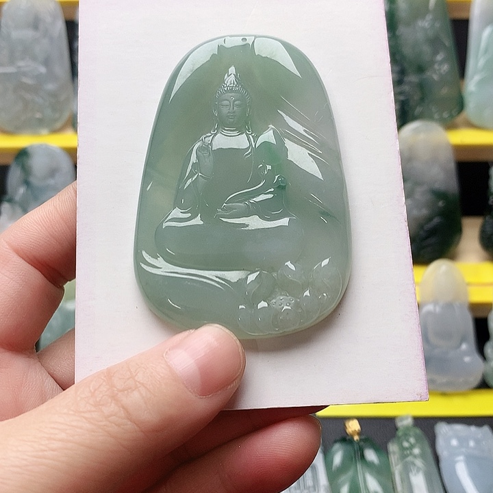 青***悔翡翠未镶嵌吊坠(不含链)莲花观音