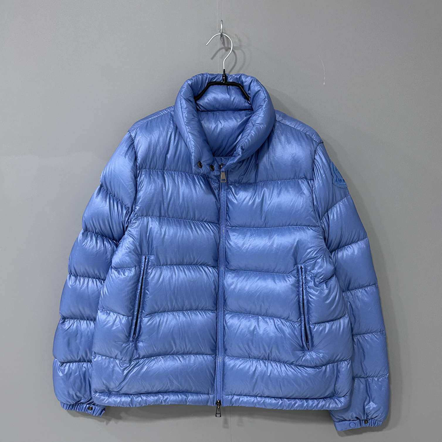 99新 MONCLER 徽标logo 宝蓝色软面羽绒服 Moncler /2码/54745