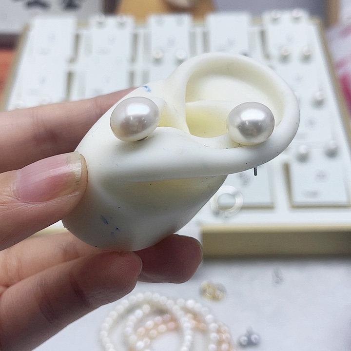 淡水珍珠耳饰银S925镶嵌?****子