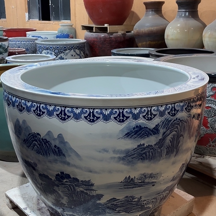 庞***总缸1米山水景德镇陶瓷