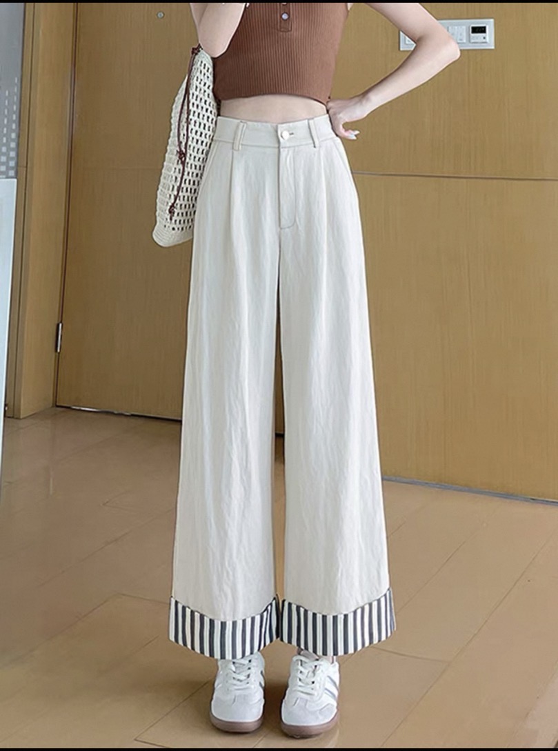 A阔腿裤休闲裤矮个子直筒裤宽松垂感显瘦公主风