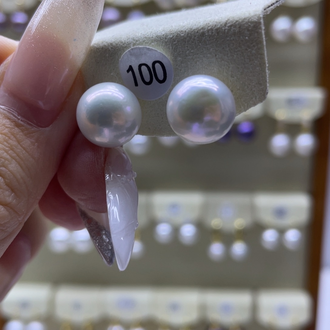 淡水珍珠耳饰18K金镶嵌