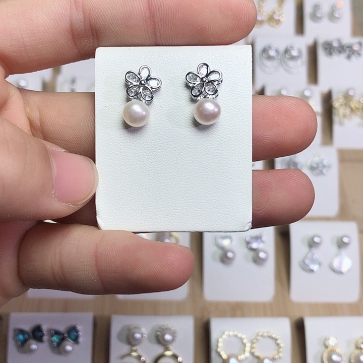 淡水珍珠耳饰银S925镶嵌