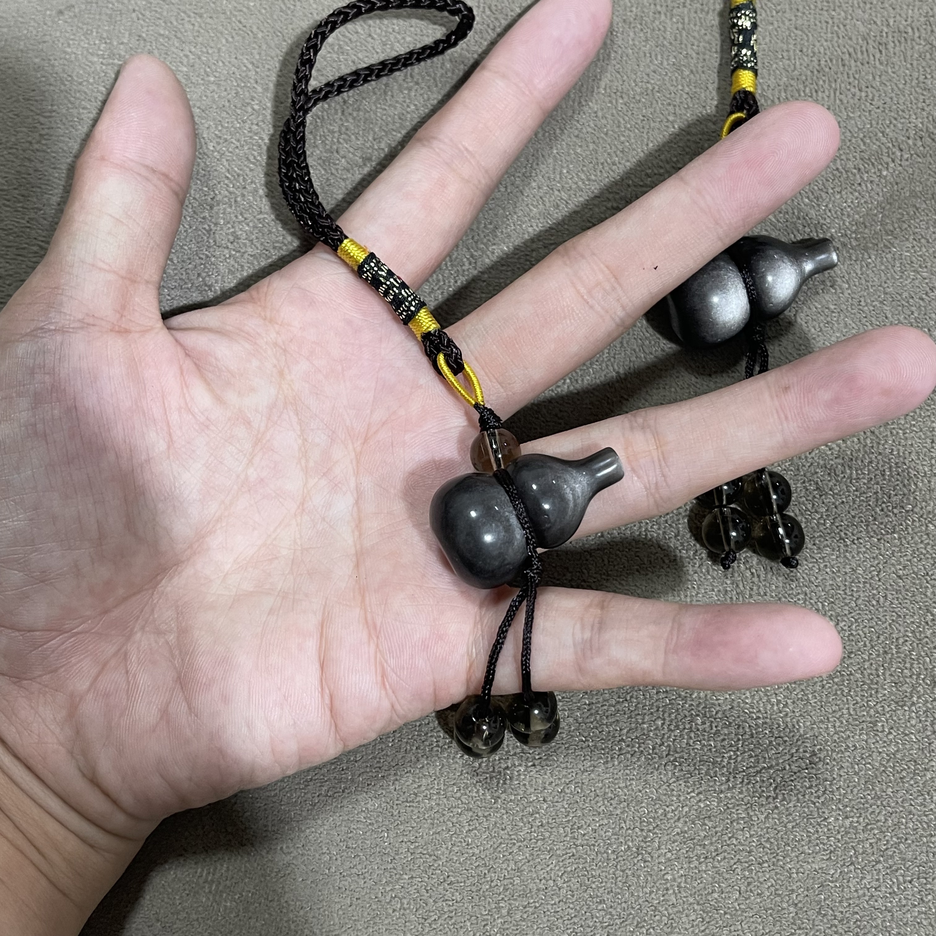 【梵东甄选】Z266-天然银曜石葫芦挂件-多样性发其一