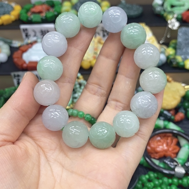 淺***峸翡翠未镶嵌颈饰手链37