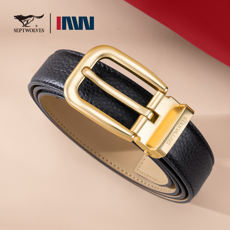 七匹狼女士皮带针扣简约法式百搭细腰装饰休闲真皮腰带牛仔裤腰带