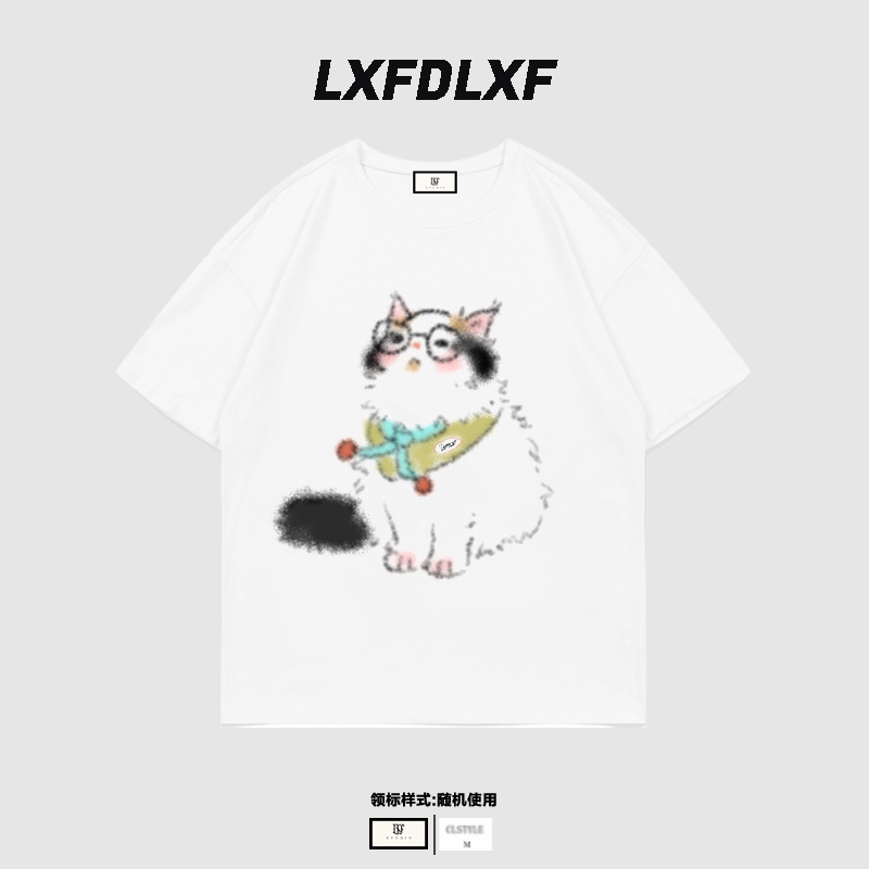 LXFDLXF 宽松版型 男女同款直喷工艺 美式短袖t恤情侣2025