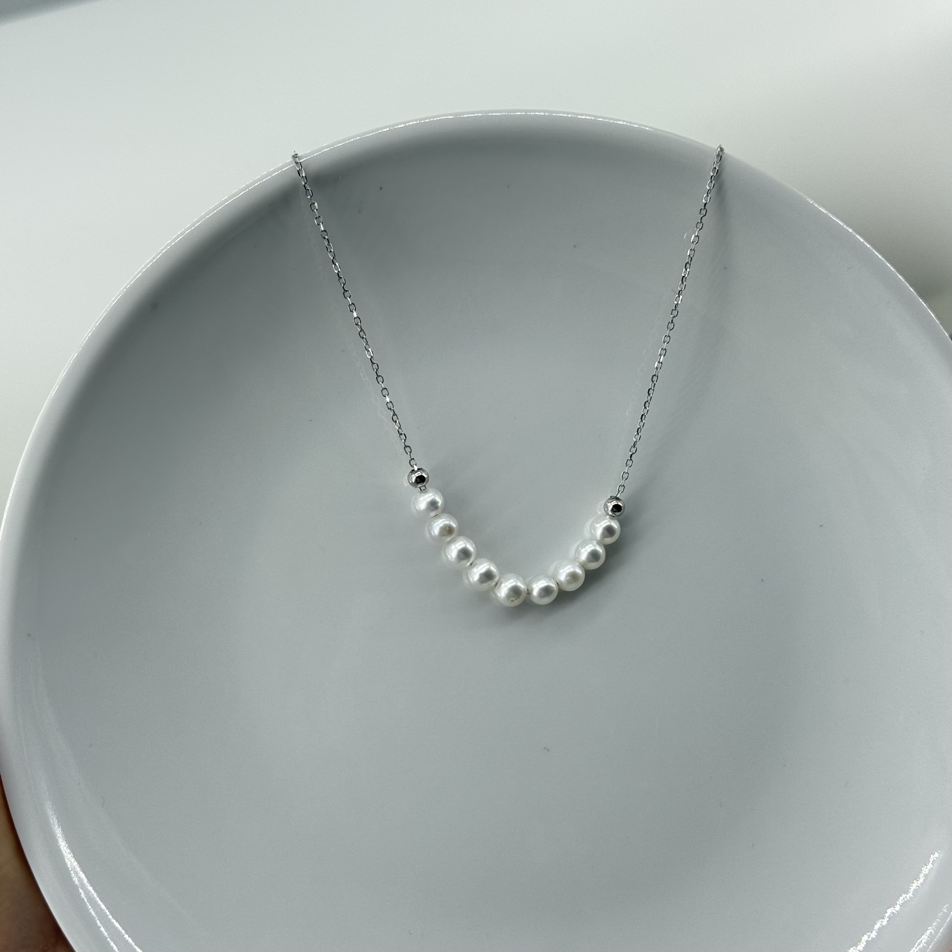 S925银 淡水微笑链珍珠项链4mm+ ZY0010013 多样性发一件