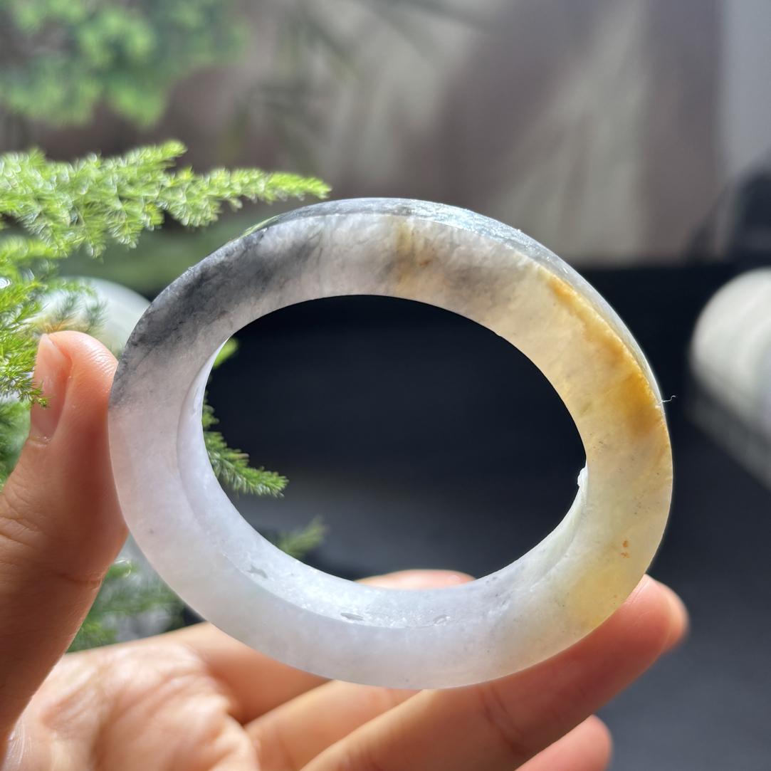 秋江墨影 冰黄翡乌鸡缅甸翡翠手镯贵妃特色小众高级轻奢珠宝