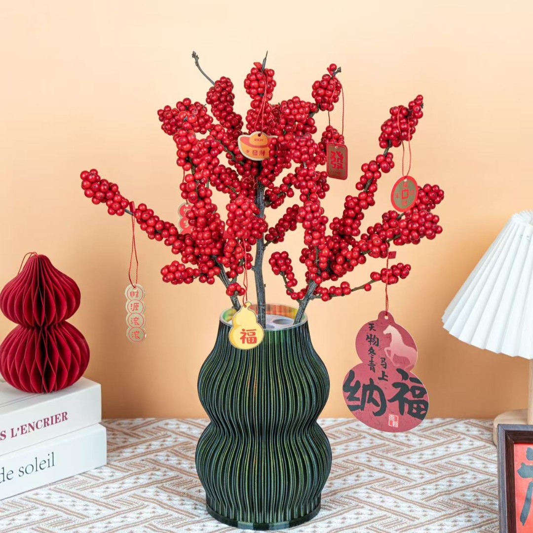 【年宵款】天物状元红北美冬青40公分带花瓶装饰居家观赏