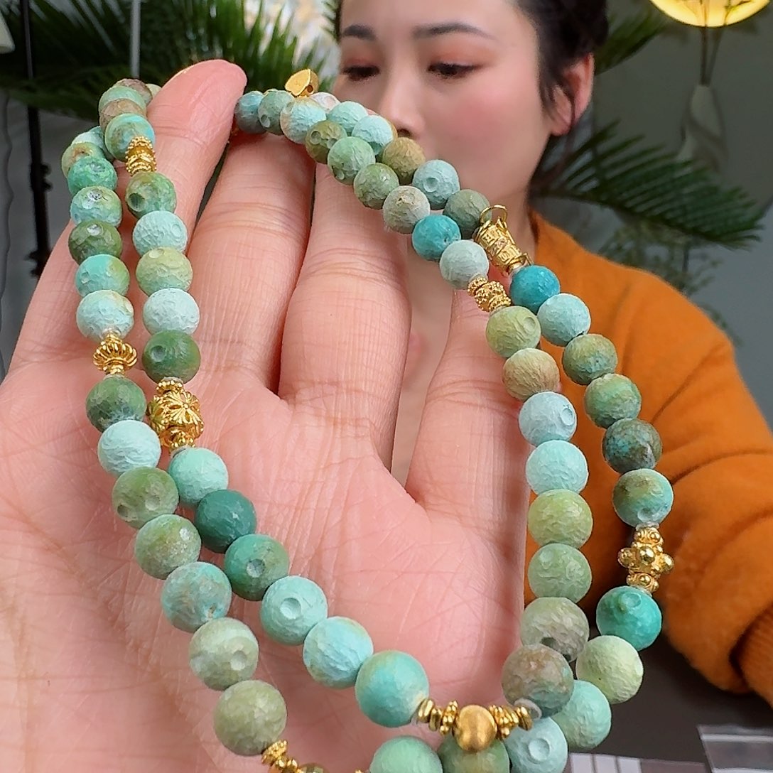 绿松石珠宝奇石18K金镶嵌