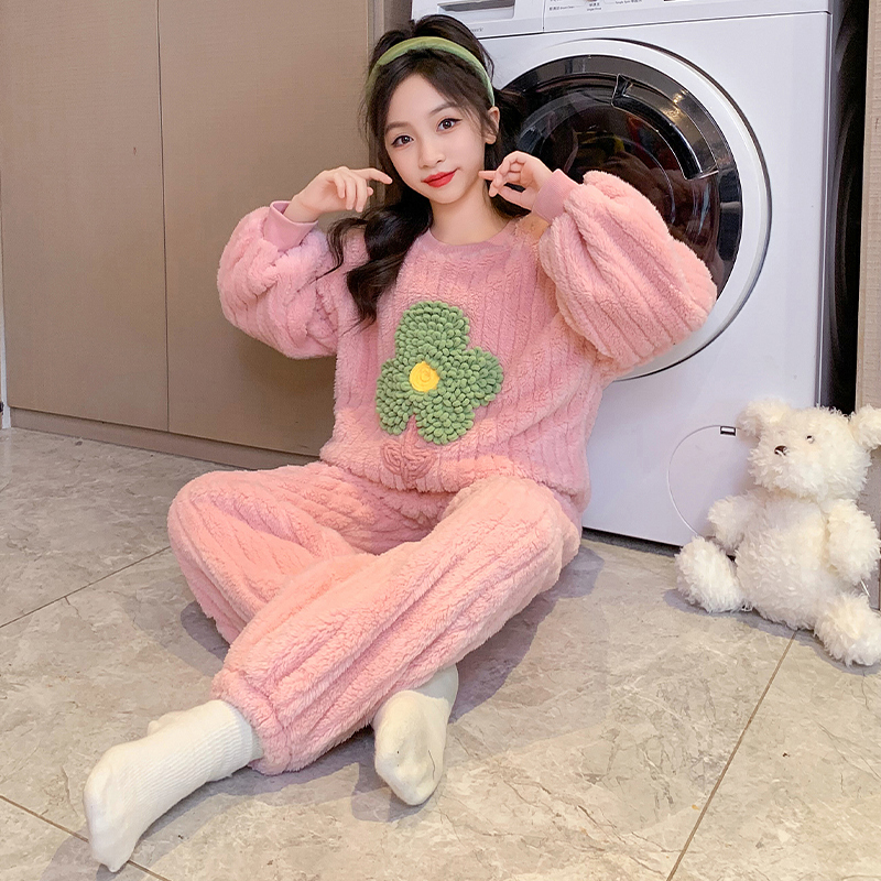 宝宝冬睡衣儿童款睡衣气质女童外穿女孩加绒加厚甜美冬款230421