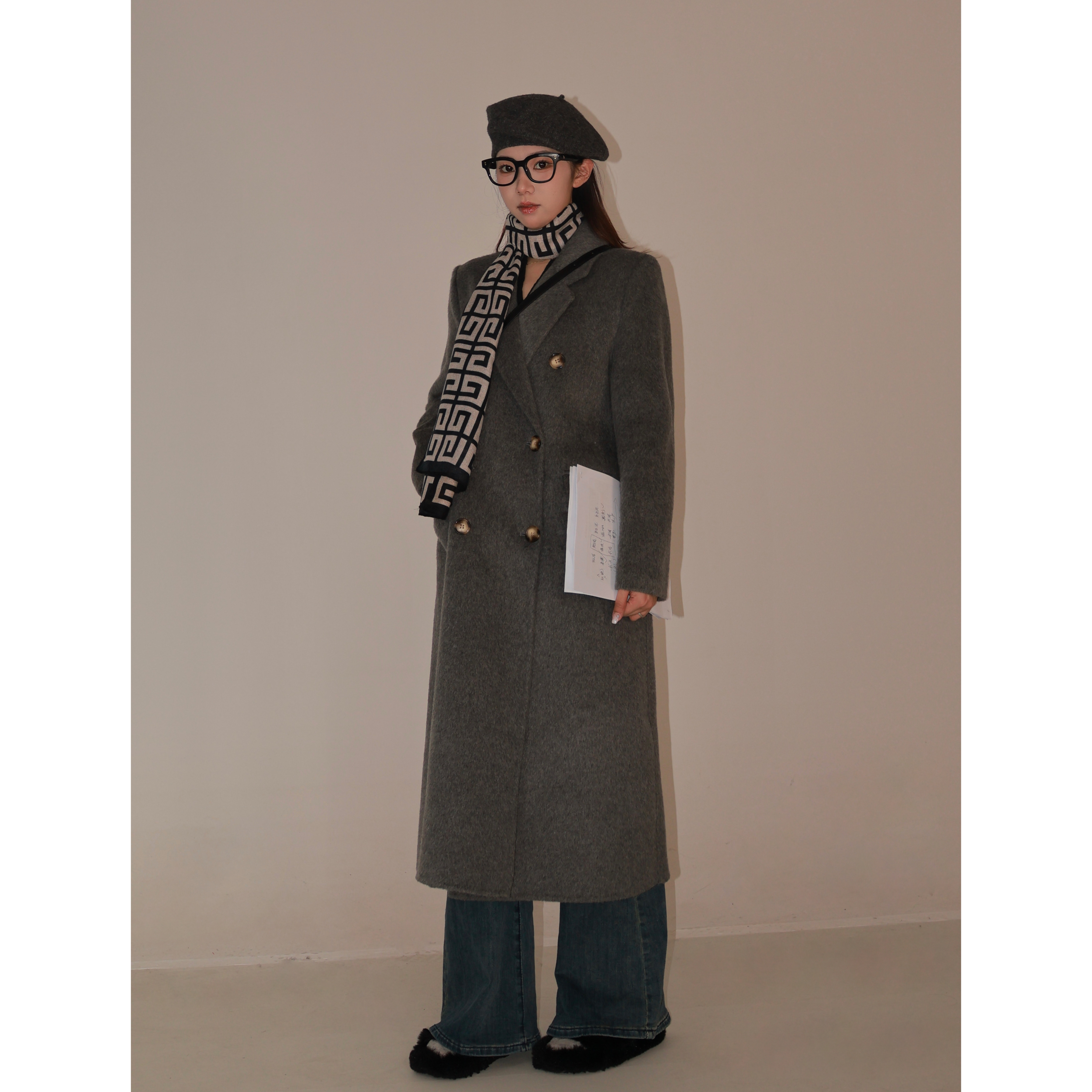 【green】赫本风双面羊毛大衣正肩长款西装款