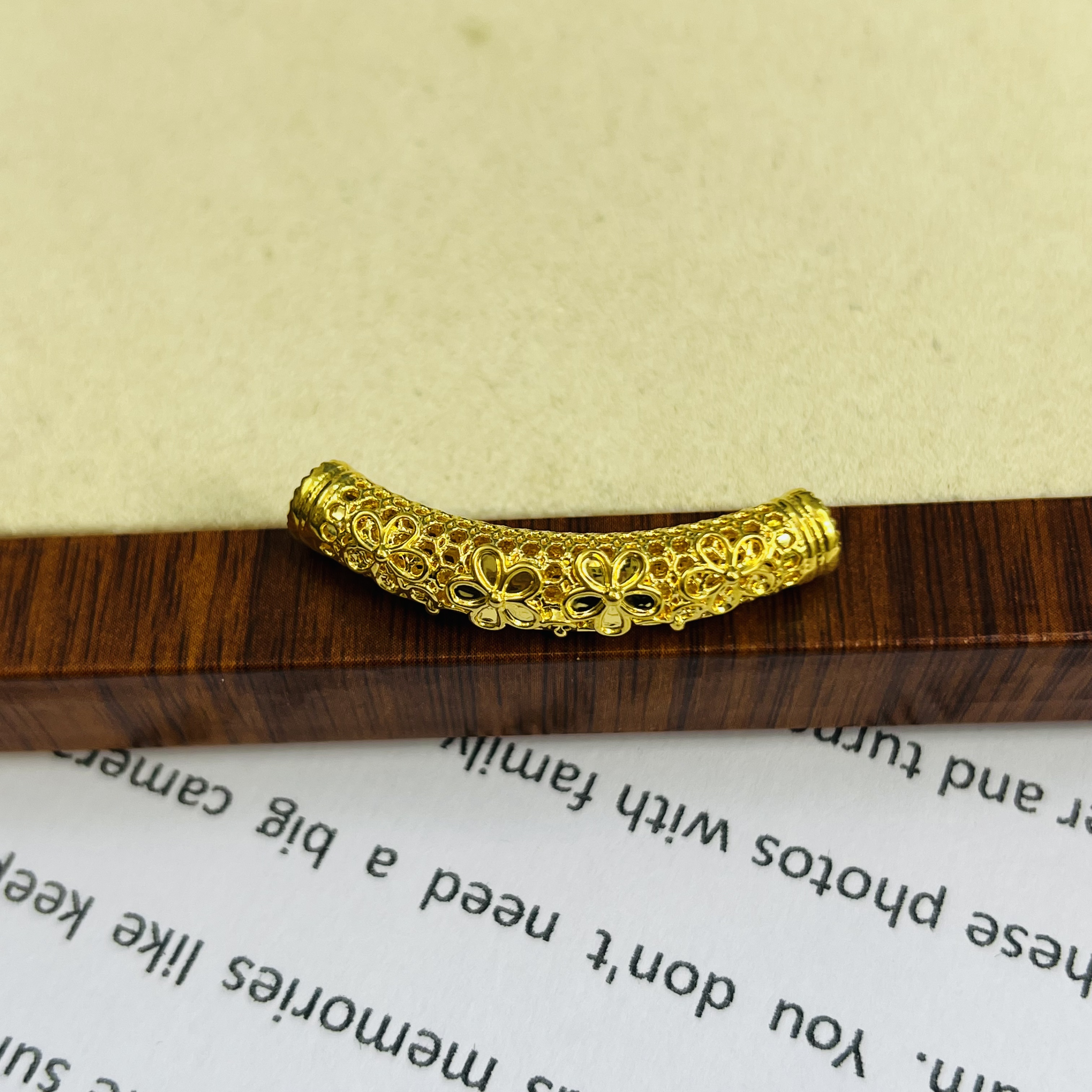 足金999镂空花朵弯管黄金首饰配件DP2843-0910