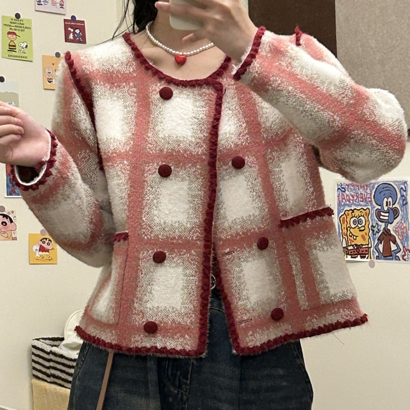 新款气质时尚短款百搭时尚法式女装小香风-B795红色