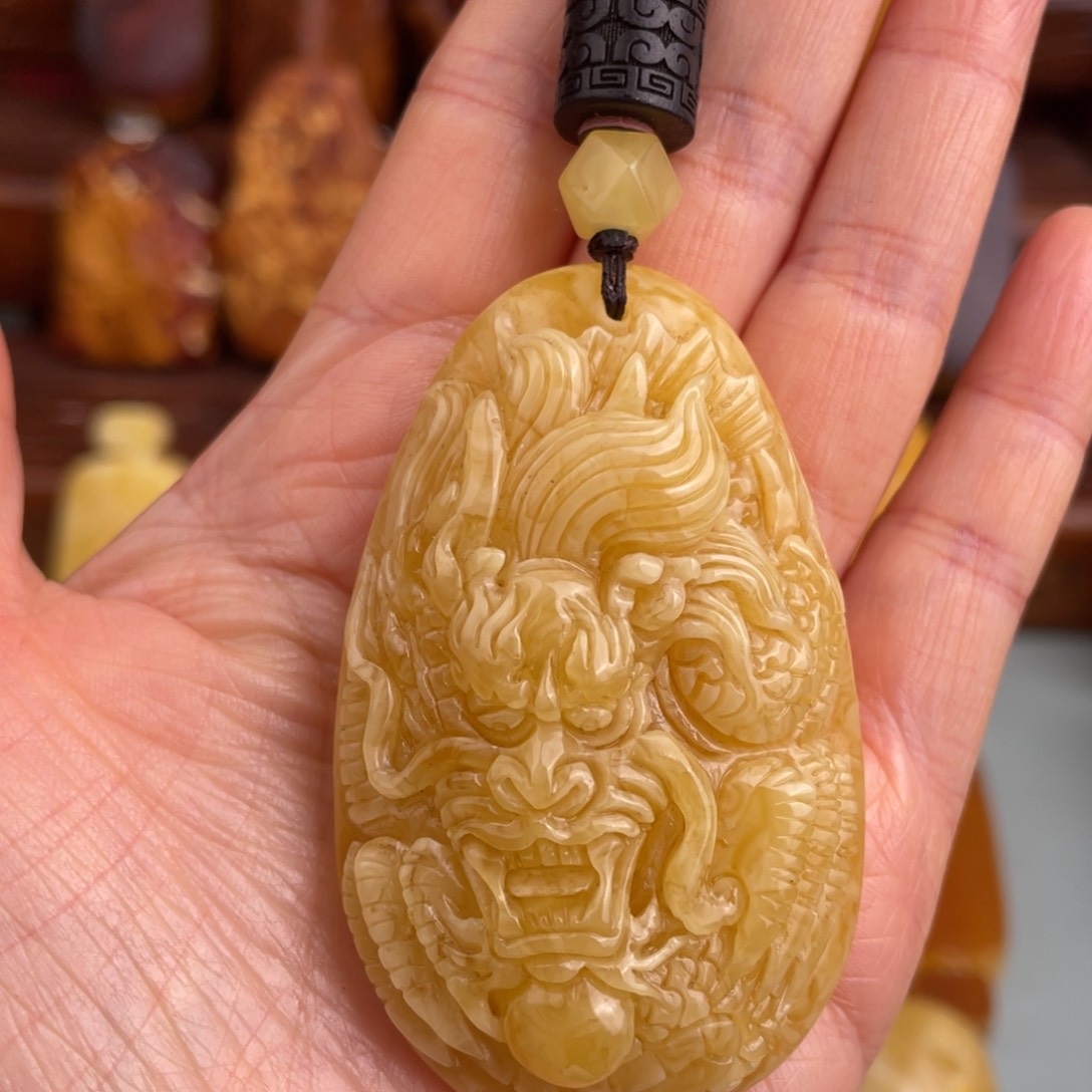 定制琥珀未镶嵌蜜蜡龙手把