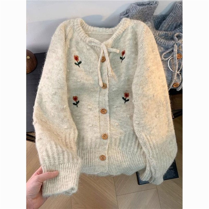 法式外套女春秋冬季毛衣慵懒风新款韩版加厚针织开衫百搭洋气上衣