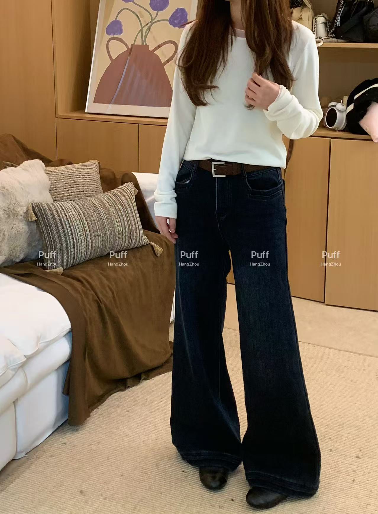 (长腿裤)2025秋冬新款韩系宽松慵懒风高腰显瘦垂坠感长裤女