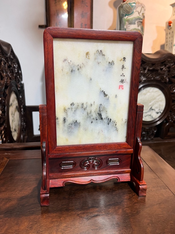 手工艺 非遗 云石插屏 