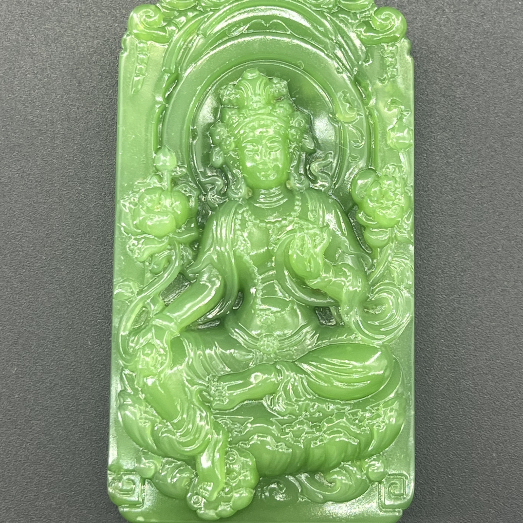 俄罗斯碧玉粉绿绿度母观音