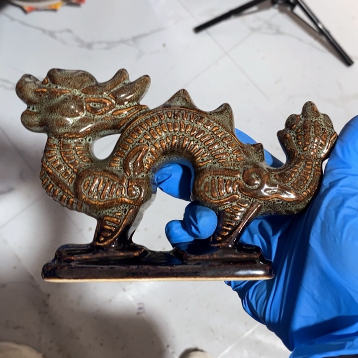瓷片磁州窑窑变龙摆件