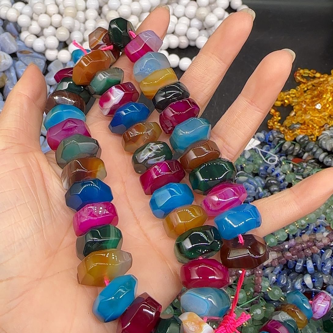 玛瑙/玉髓合金珠宝半成品彩玛瑙15mm一条