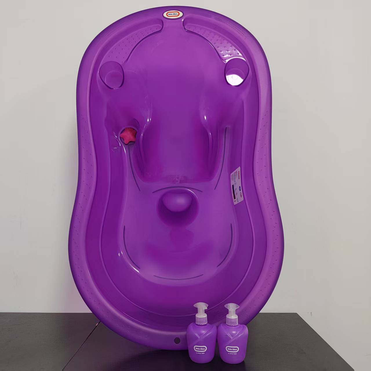 小泰克婴儿宝宝感温护脊洗澡盆加大防滑PP浴盆非折叠可挂墙有瑕疵